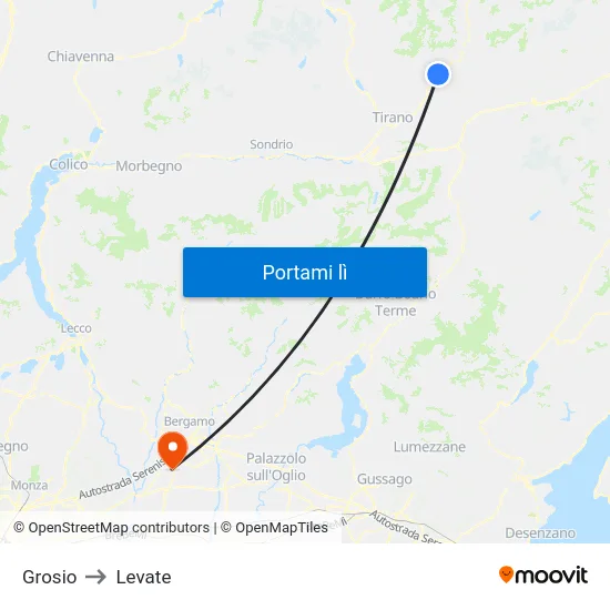 Grosio to Levate map