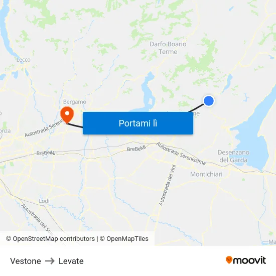 Vestone to Levate map