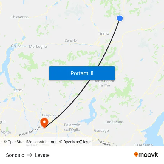 Sondalo to Levate map