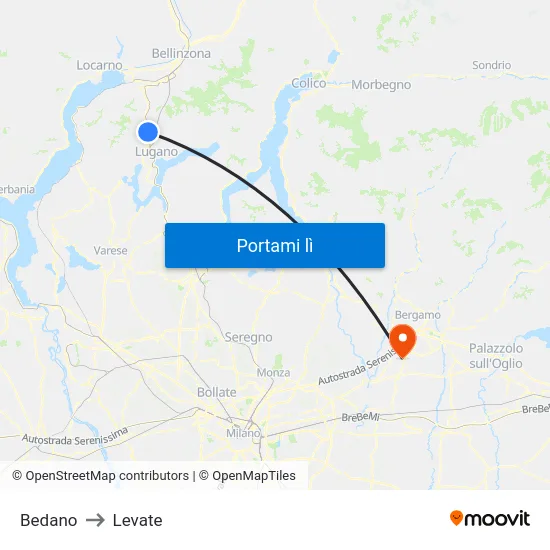 Bedano to Levate map