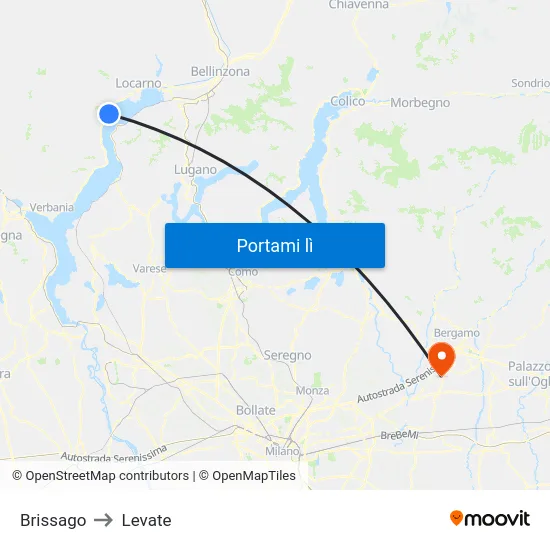 Brissago to Levate map