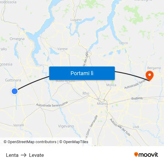 Lenta to Levate map