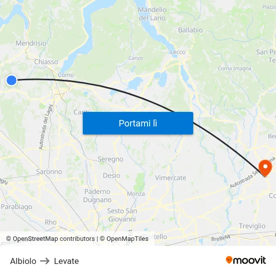 Albiolo to Levate map