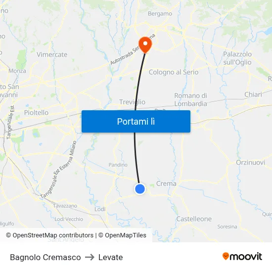 Bagnolo Cremasco to Levate map