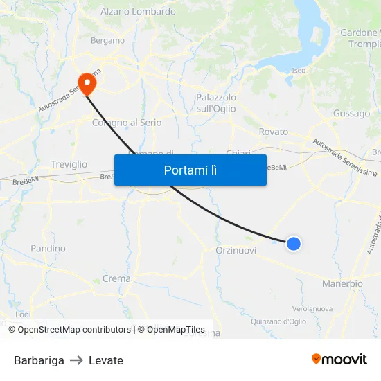 Barbariga to Levate map