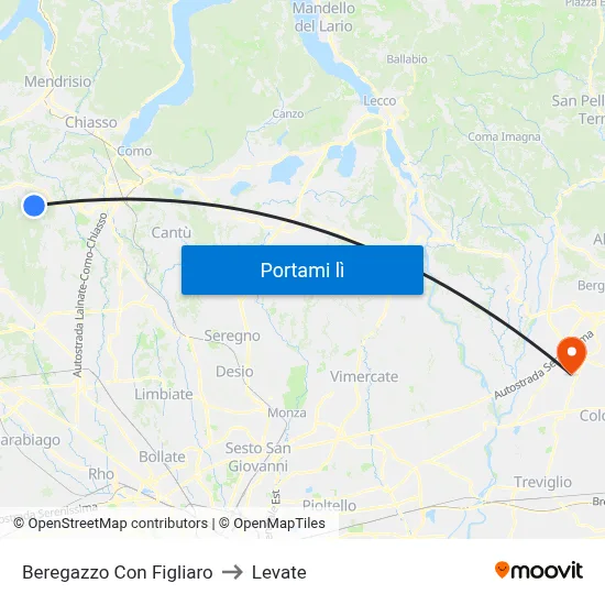 Beregazzo Con Figliaro to Levate map