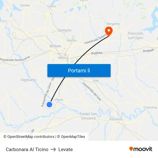 Carbonara Al Ticino to Levate map