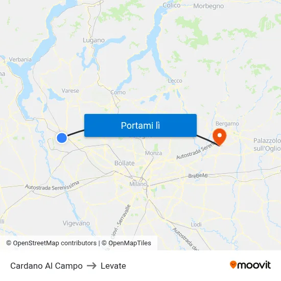 Cardano Al Campo to Levate map