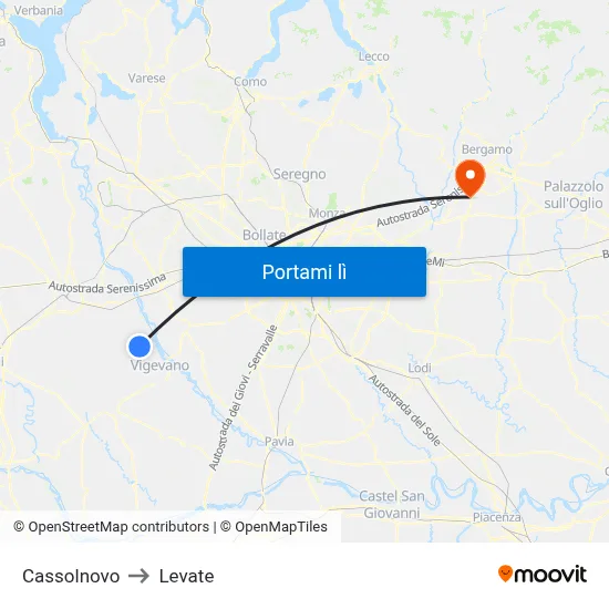 Cassolnovo to Levate map