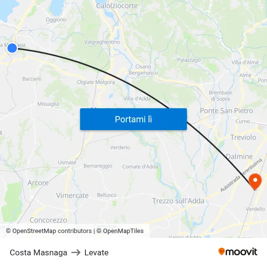 Costa Masnaga to Levate map