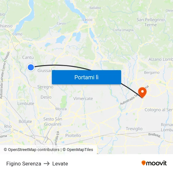 Figino Serenza to Levate map