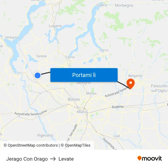 Jerago Con Orago to Levate map