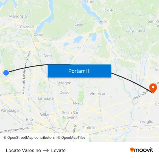 Locate Varesino to Levate map