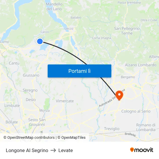 Longone Al Segrino to Levate map