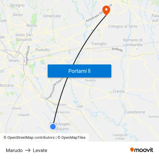 Marudo to Levate map
