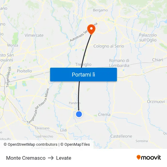 Monte Cremasco to Levate map