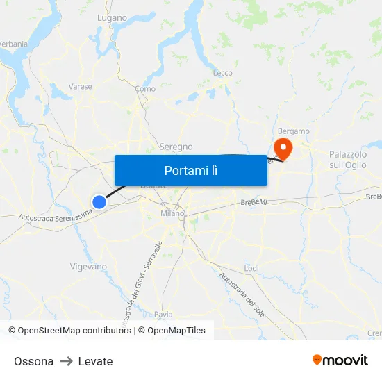 Ossona to Levate map