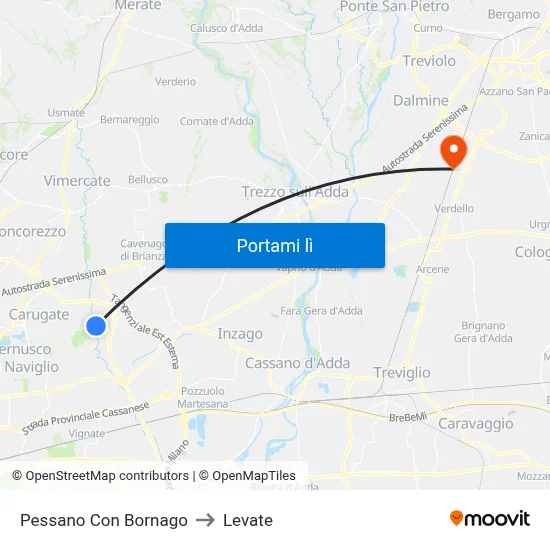 Pessano Con Bornago to Levate map