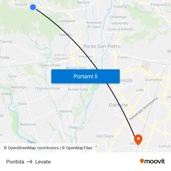 Pontida to Levate map