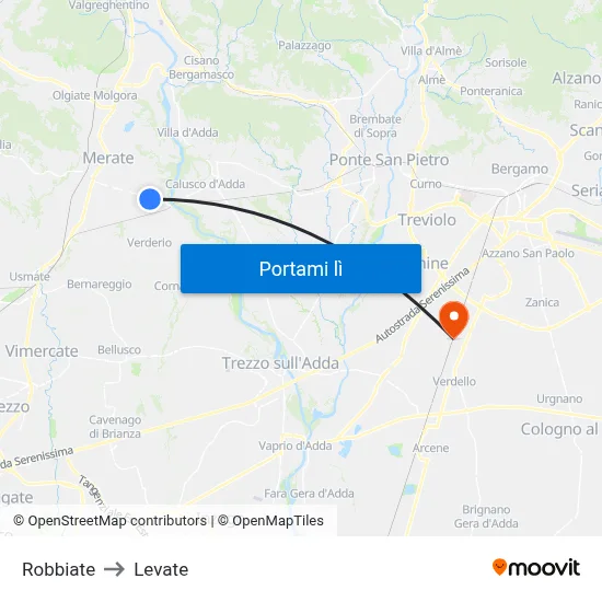Robbiate to Levate map