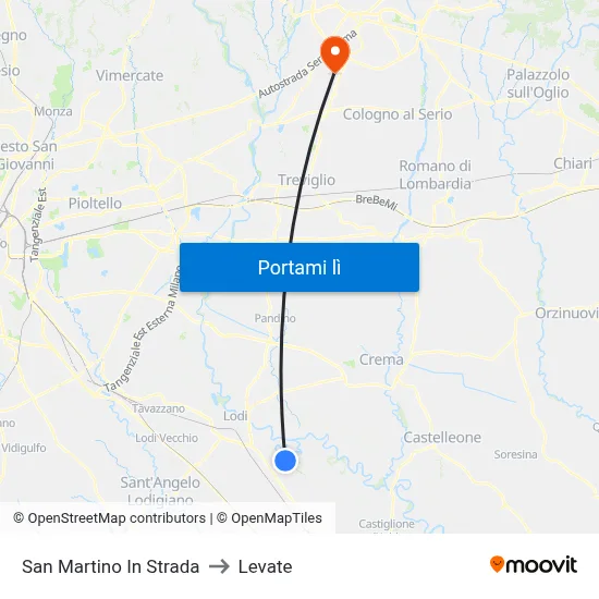 San Martino In Strada to Levate map