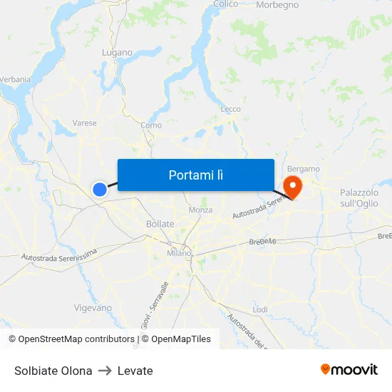 Solbiate Olona to Levate map