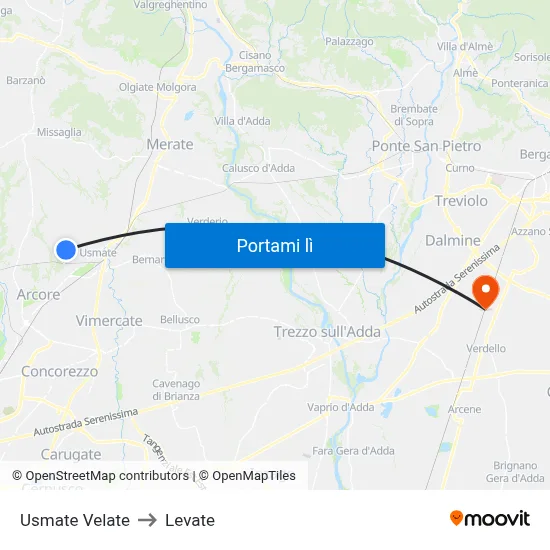 Usmate Velate to Levate map