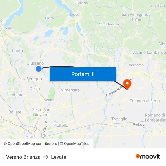 Verano Brianza to Levate map