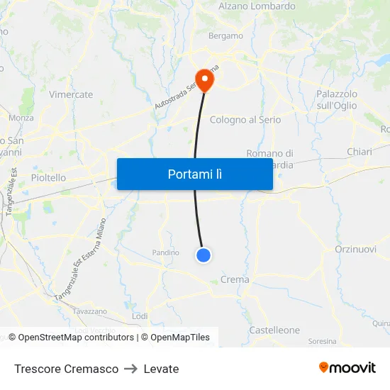 Trescore Cremasco to Levate map