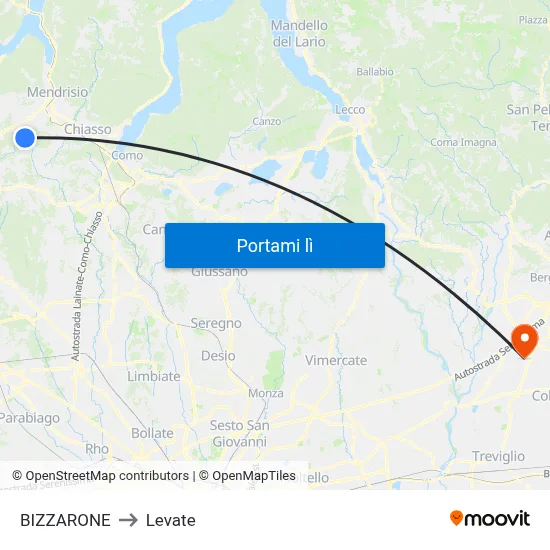 BIZZARONE to Levate map