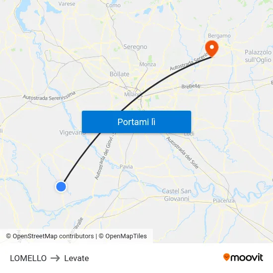 LOMELLO to Levate map