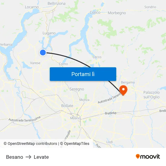 Besano to Levate map