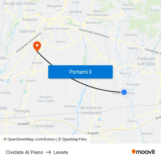 Cividate Al Piano to Levate map