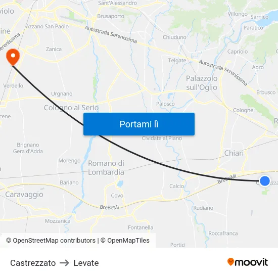 Castrezzato to Levate map