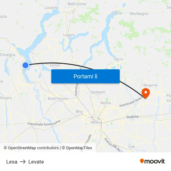 Lesa to Levate map
