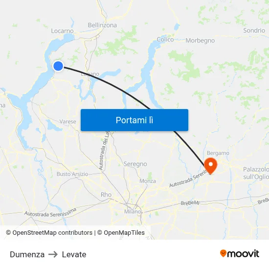 Dumenza to Levate map