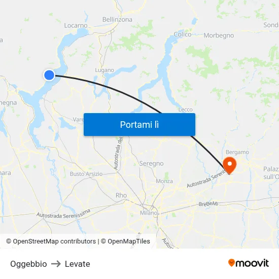 Oggebbio to Levate map