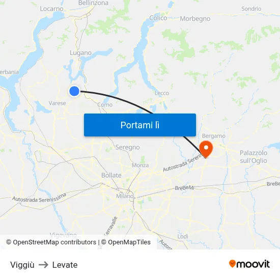 Viggiù to Levate map