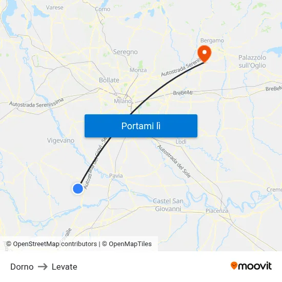 Dorno to Levate map