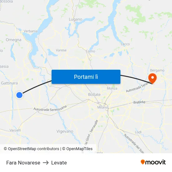 Fara Novarese to Levate map