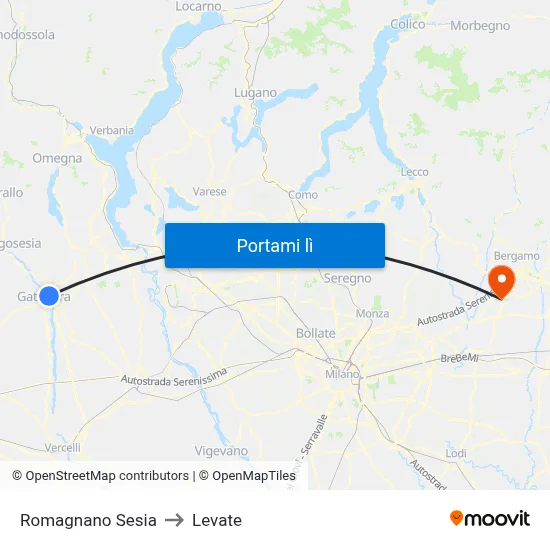 Romagnano Sesia to Levate map