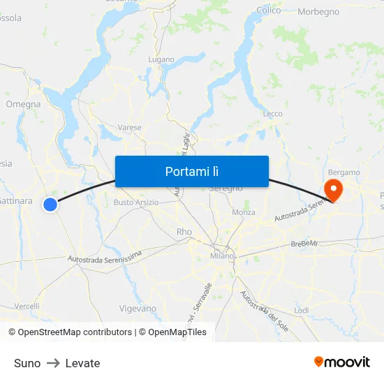 Suno to Levate map