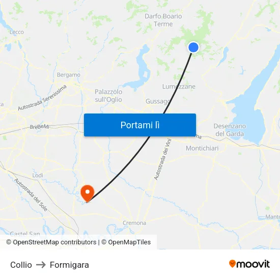 Collio to Formigara map