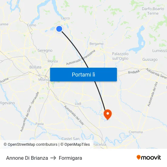 Annone Di Brianza to Formigara map