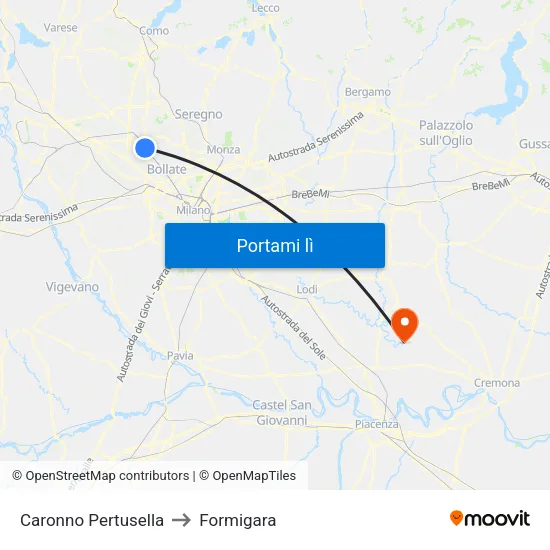 Caronno Pertusella to Formigara map