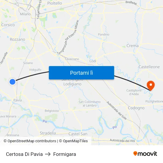 Certosa Di Pavia to Formigara map
