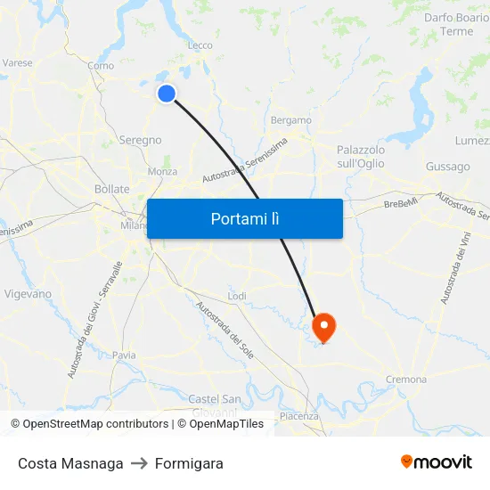 Costa Masnaga to Formigara map