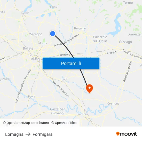 Lomagna to Formigara map