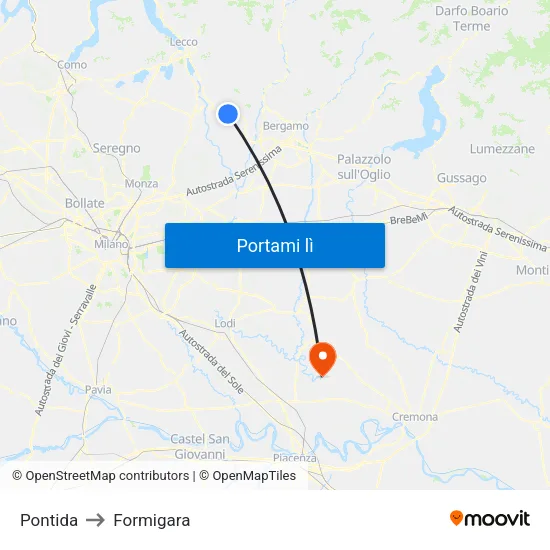 Pontida to Formigara map