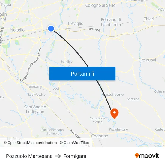 Pozzuolo Martesana to Formigara map
